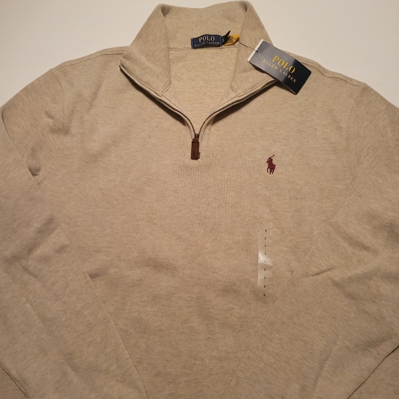 Polo Ralph Lauren Luxury Jersey Quarter-Zip Tan - Picture 11 of 16